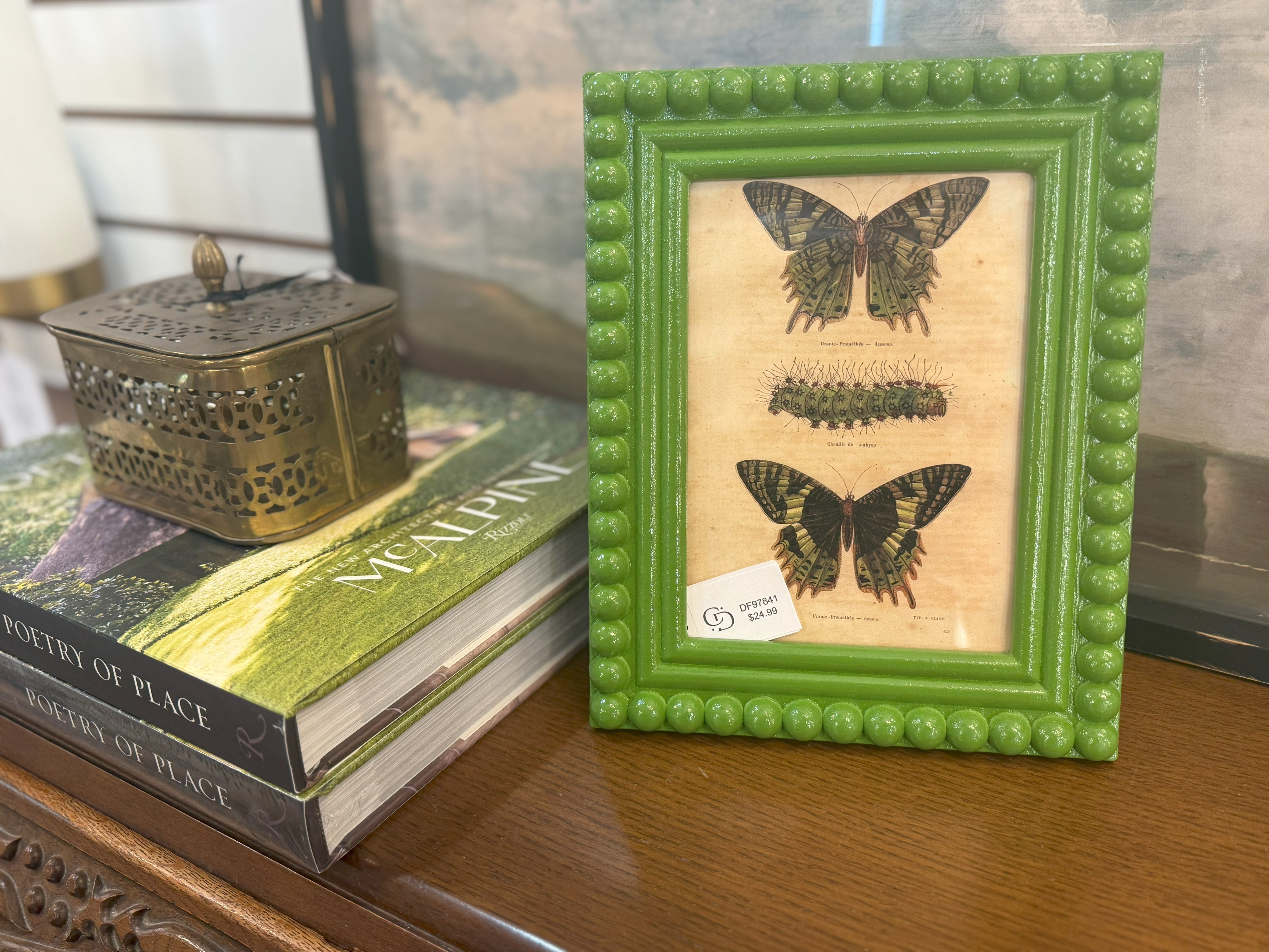 Green Framed Butterfly Art