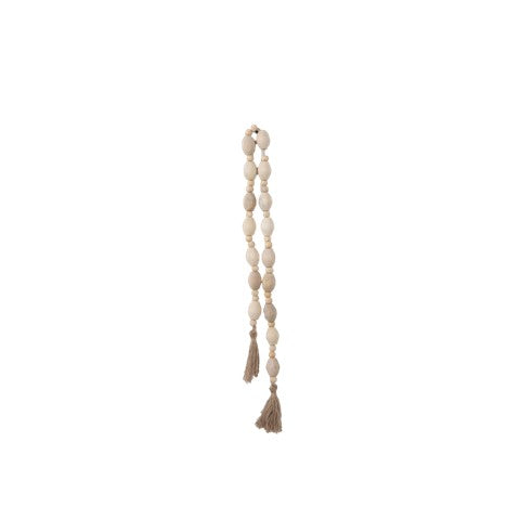 Mango Wood Bead Garland with Jute Tassels