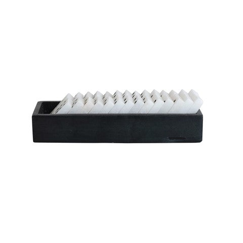Handmade Alabaster Dominoes in Soapstone Box