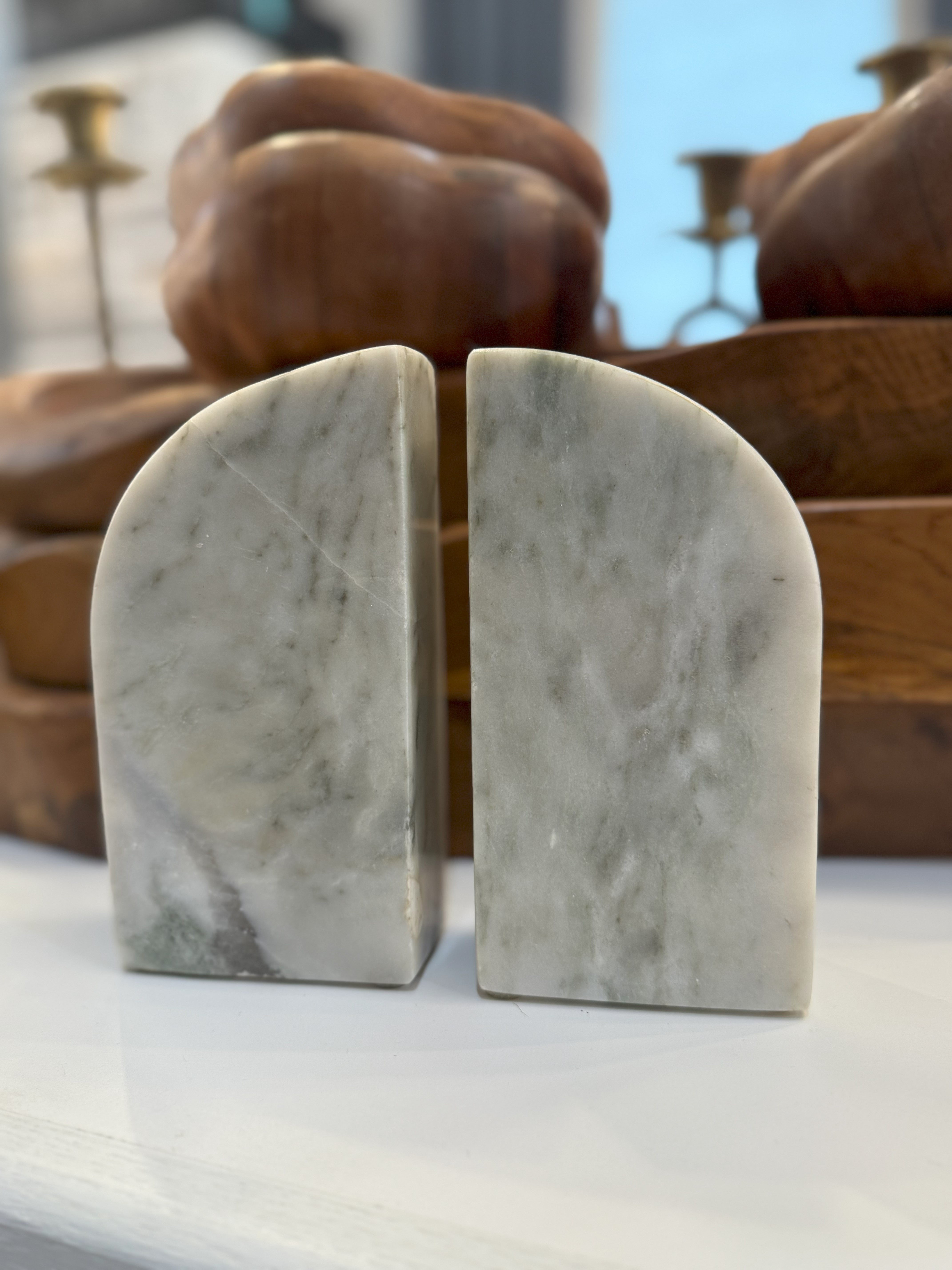 Green Marble Bookends