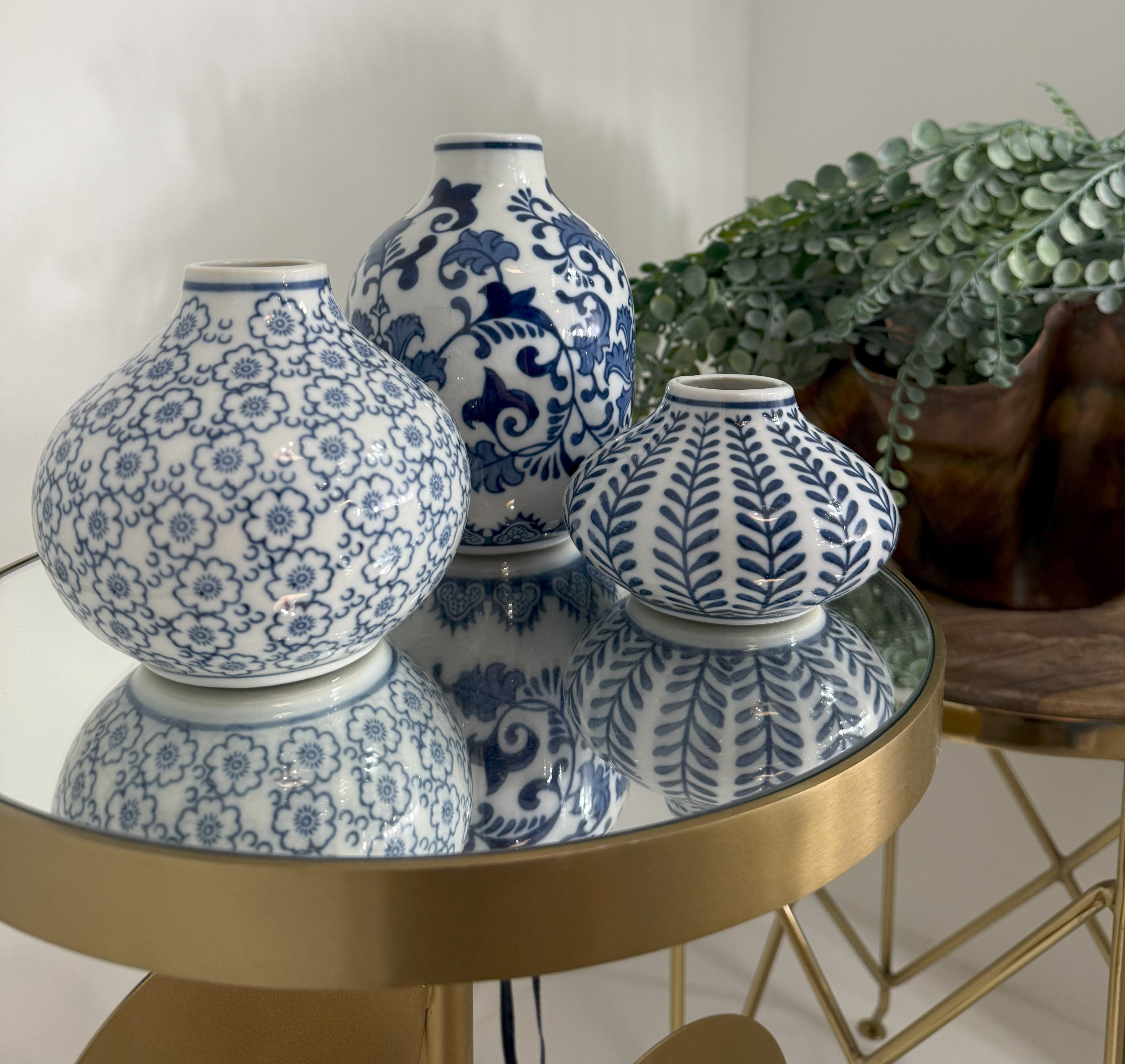 Hand Stamped Stoneware Vases Set