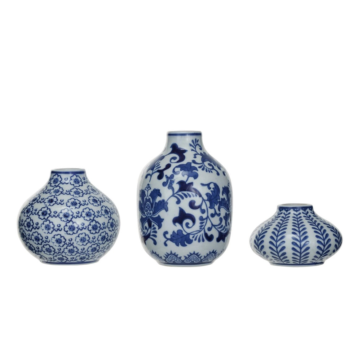 Hand Stamped Stoneware Vases Set