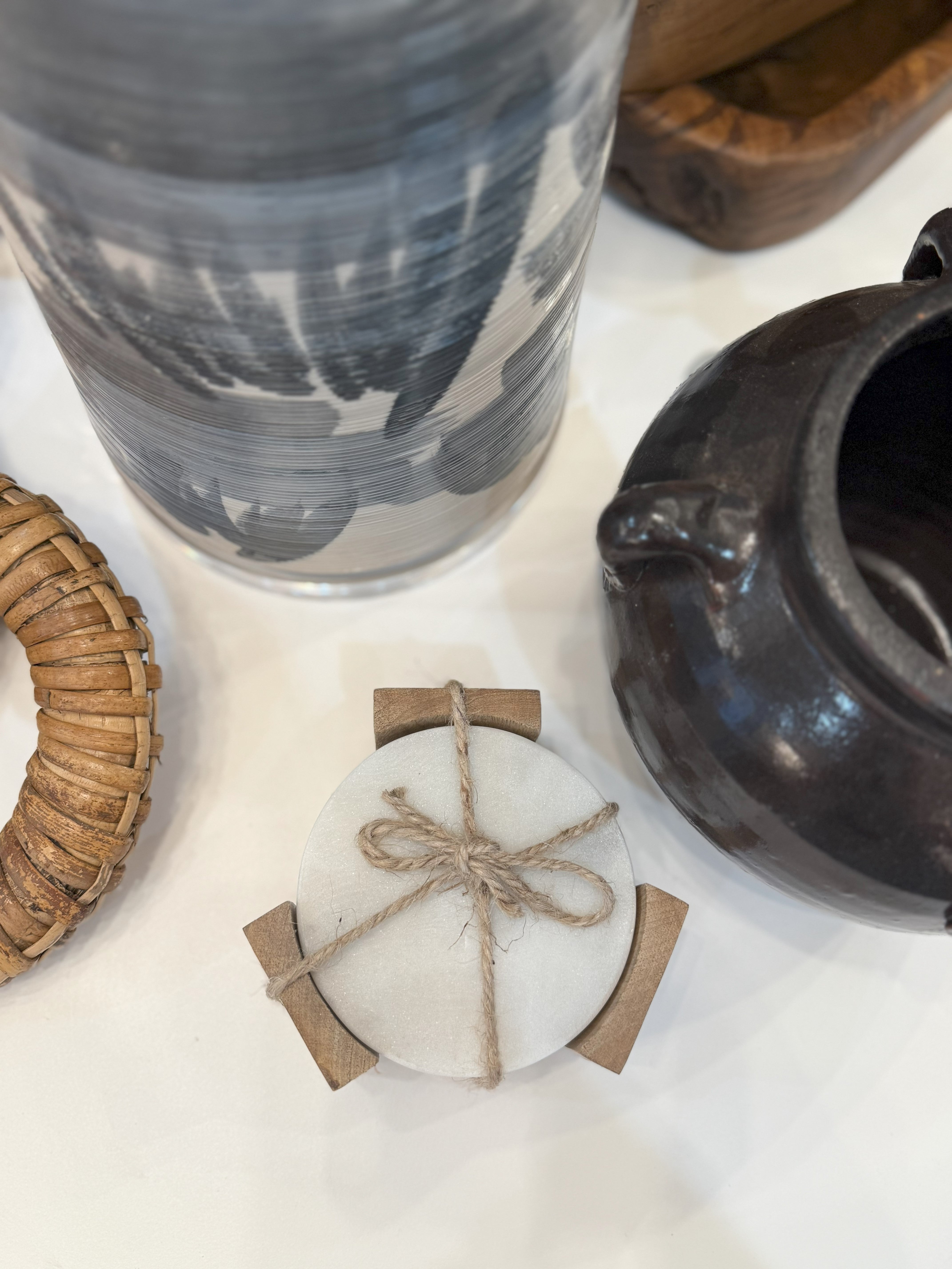 marble coasters with holder