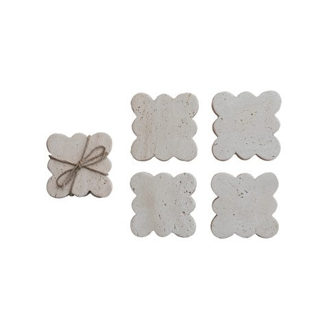 Scalloped Edge Travertine Coasters