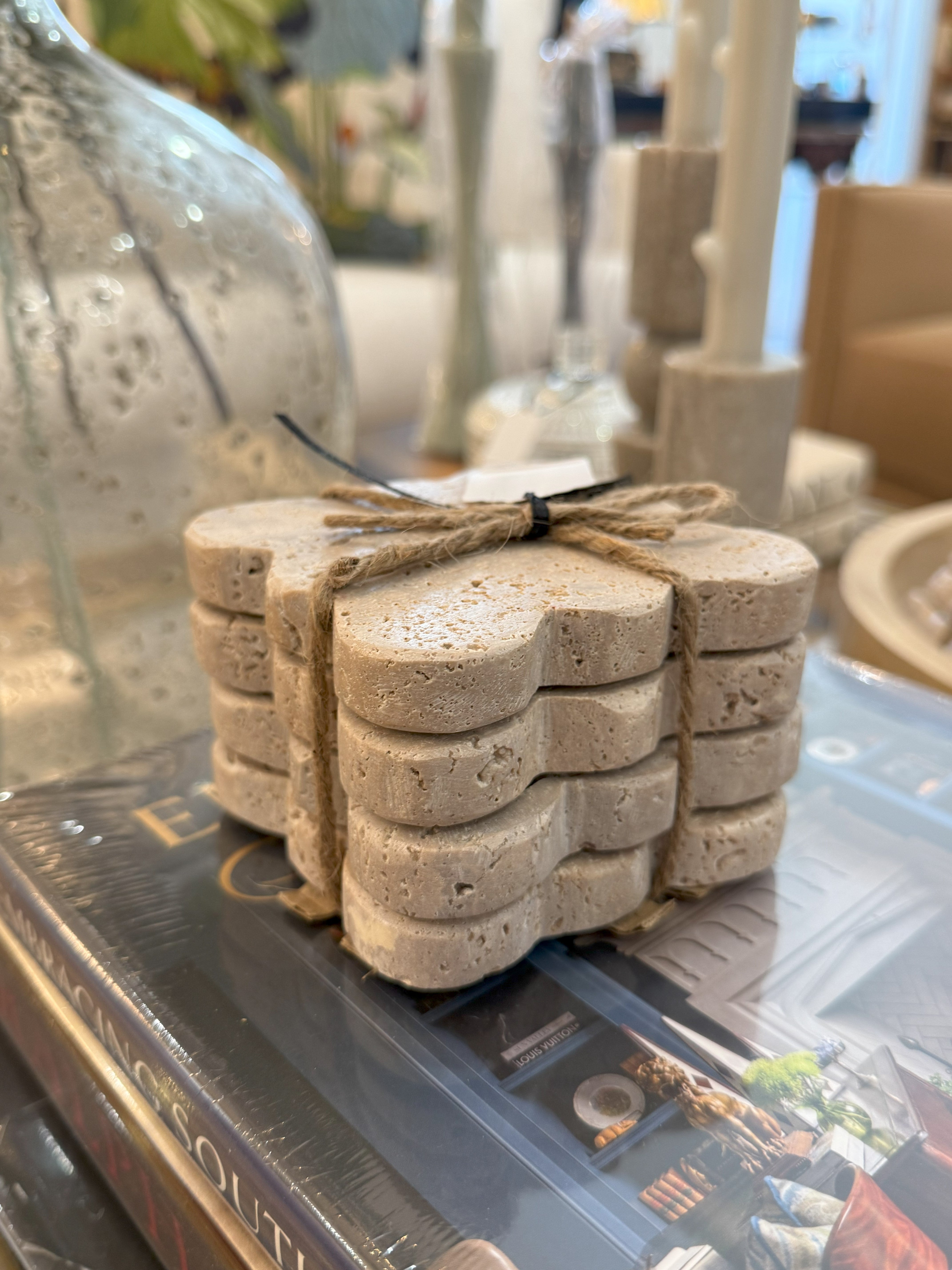 Scalloped Edge Travertine Coasters
