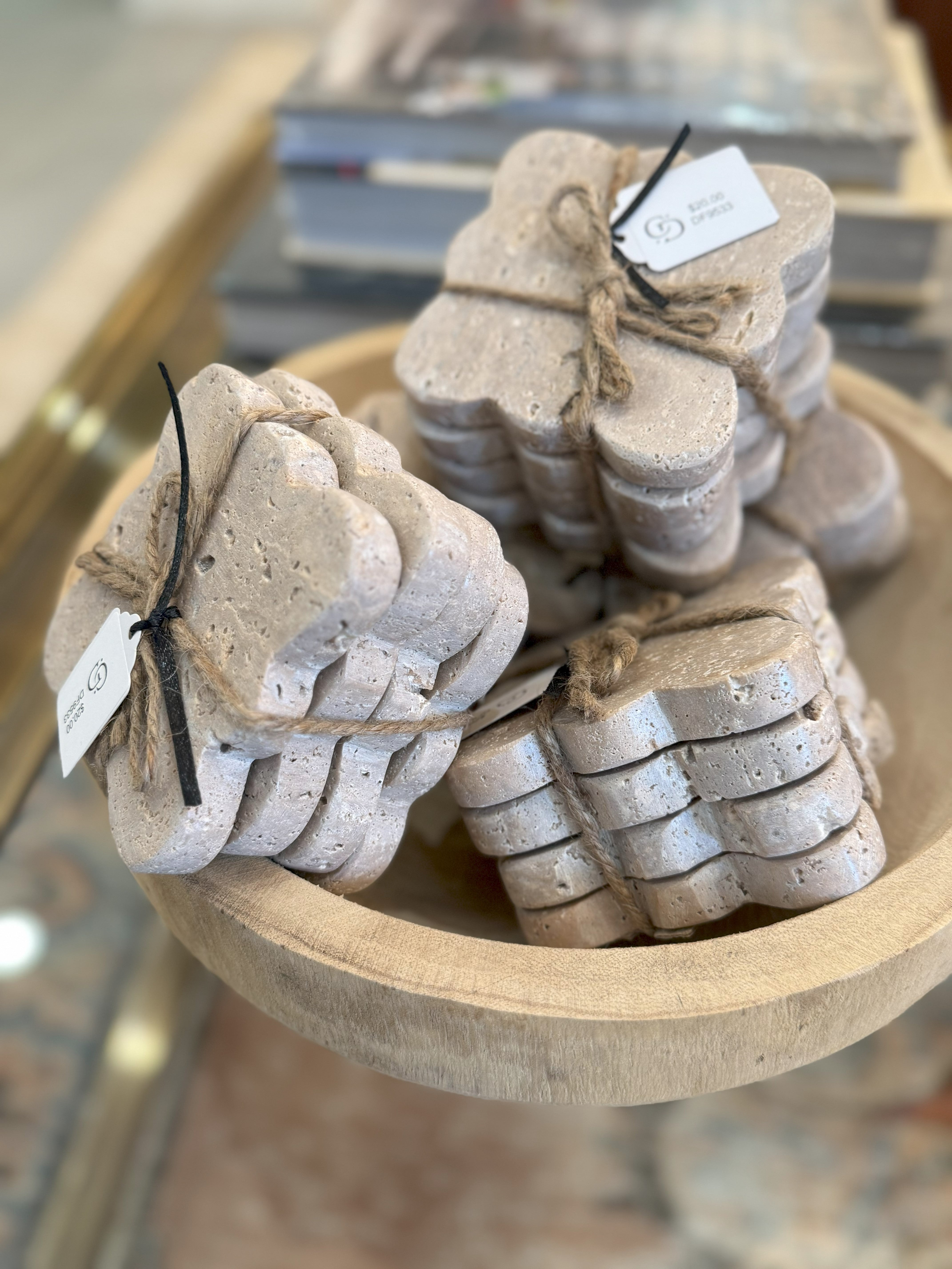 Scalloped Edge Travertine Coasters