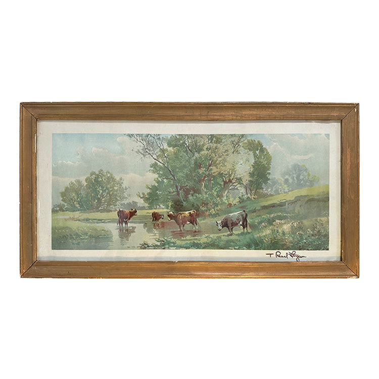 Vintage Framed Cow Print