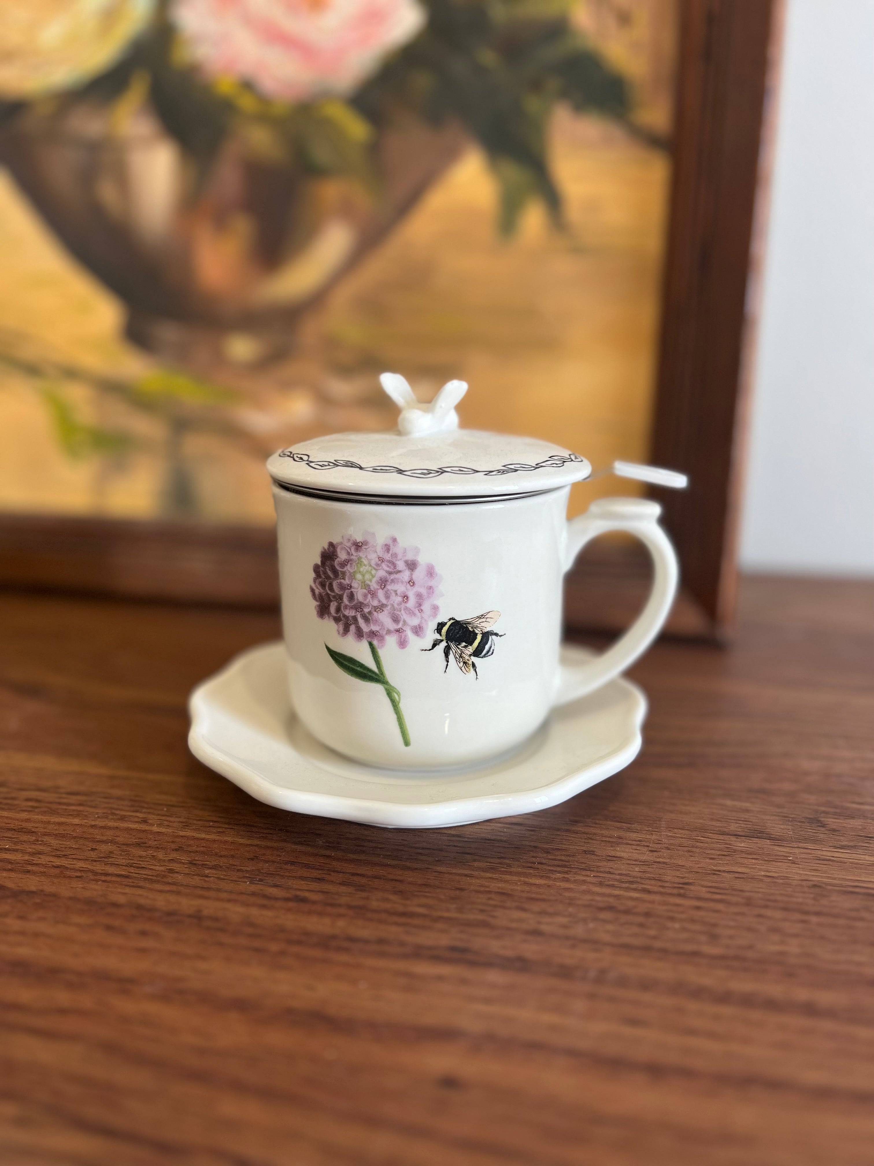 Tea Mug with Strainer Set of Two