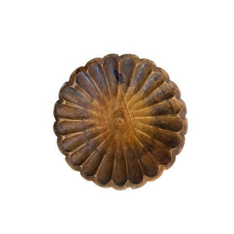 Mango Wood Scalloped Bowl