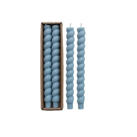 Blue Twisted Taper Candles