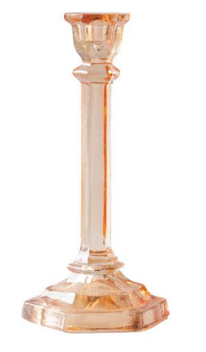 Amber Color Glass Taper Candle Holder