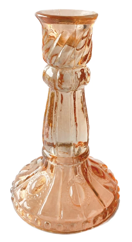 Pink Glass Taper Candle Holder