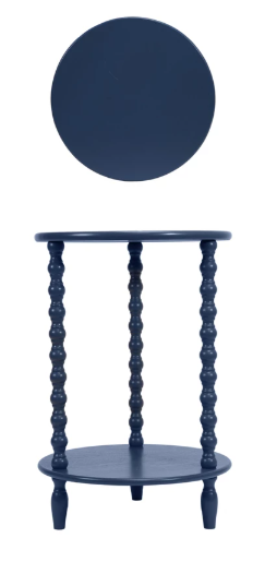 Blue Wood Table with Shelf