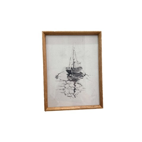 Black & White Boat Framed Art