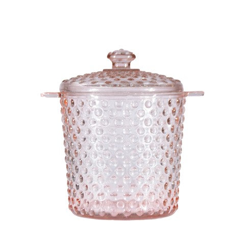 Pink Pressed Glass Hobnail Ice Bucket