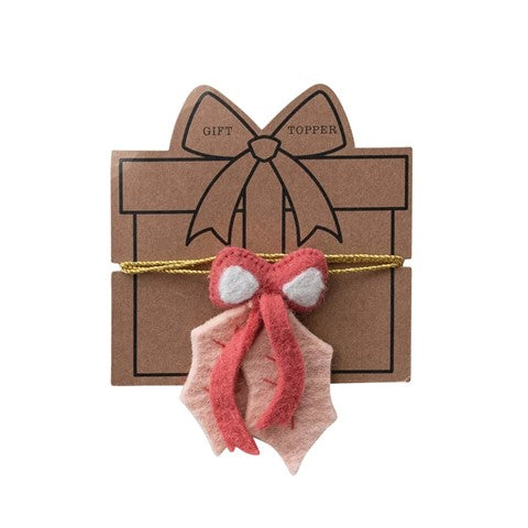 Red Holly Handmade Wool Felt Gift Topper