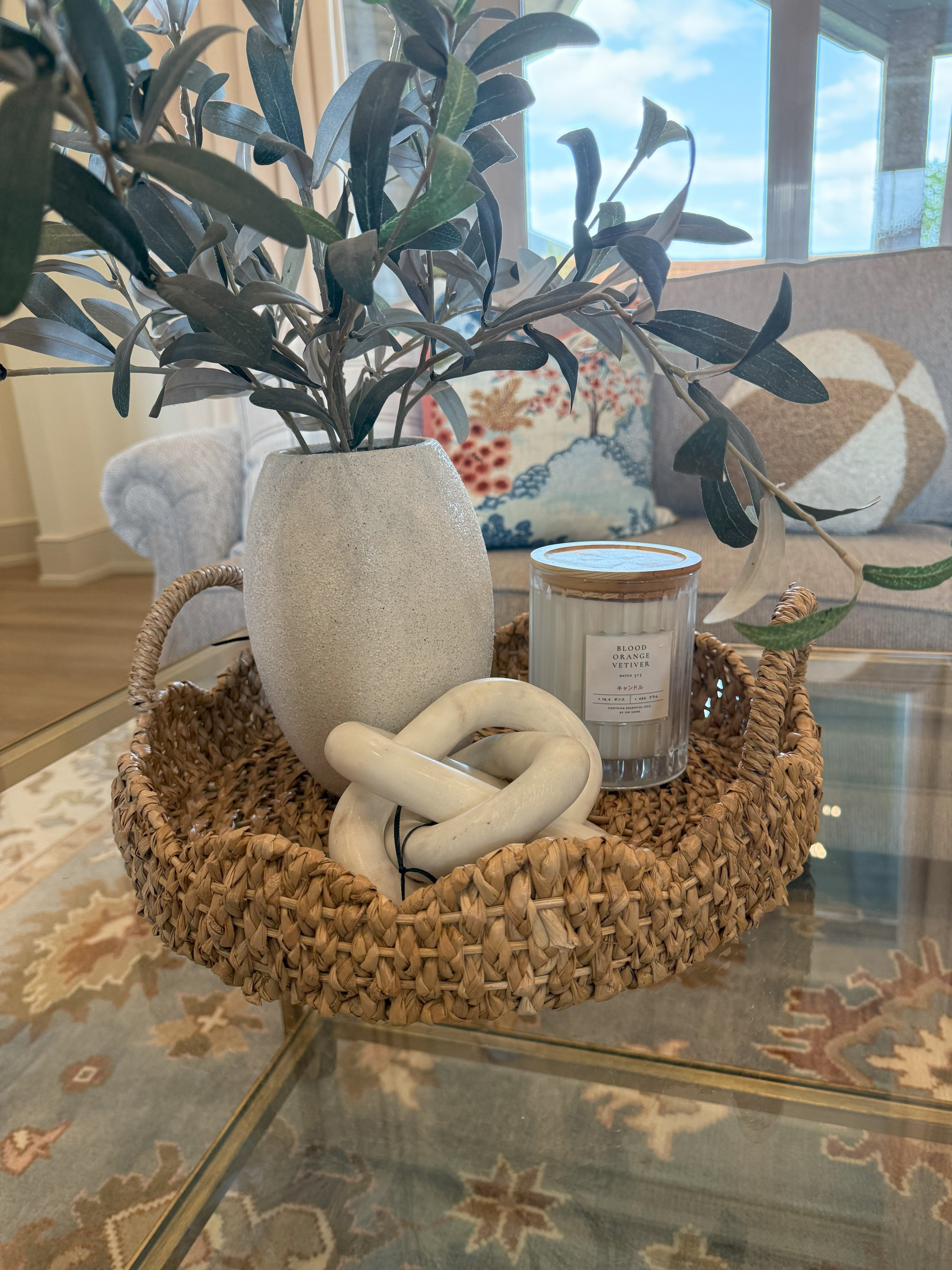 Round Braided Bankuan & Rattan Tray Small