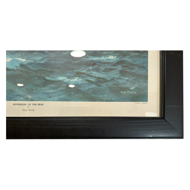 Black Wood Framed Ship Print Art
