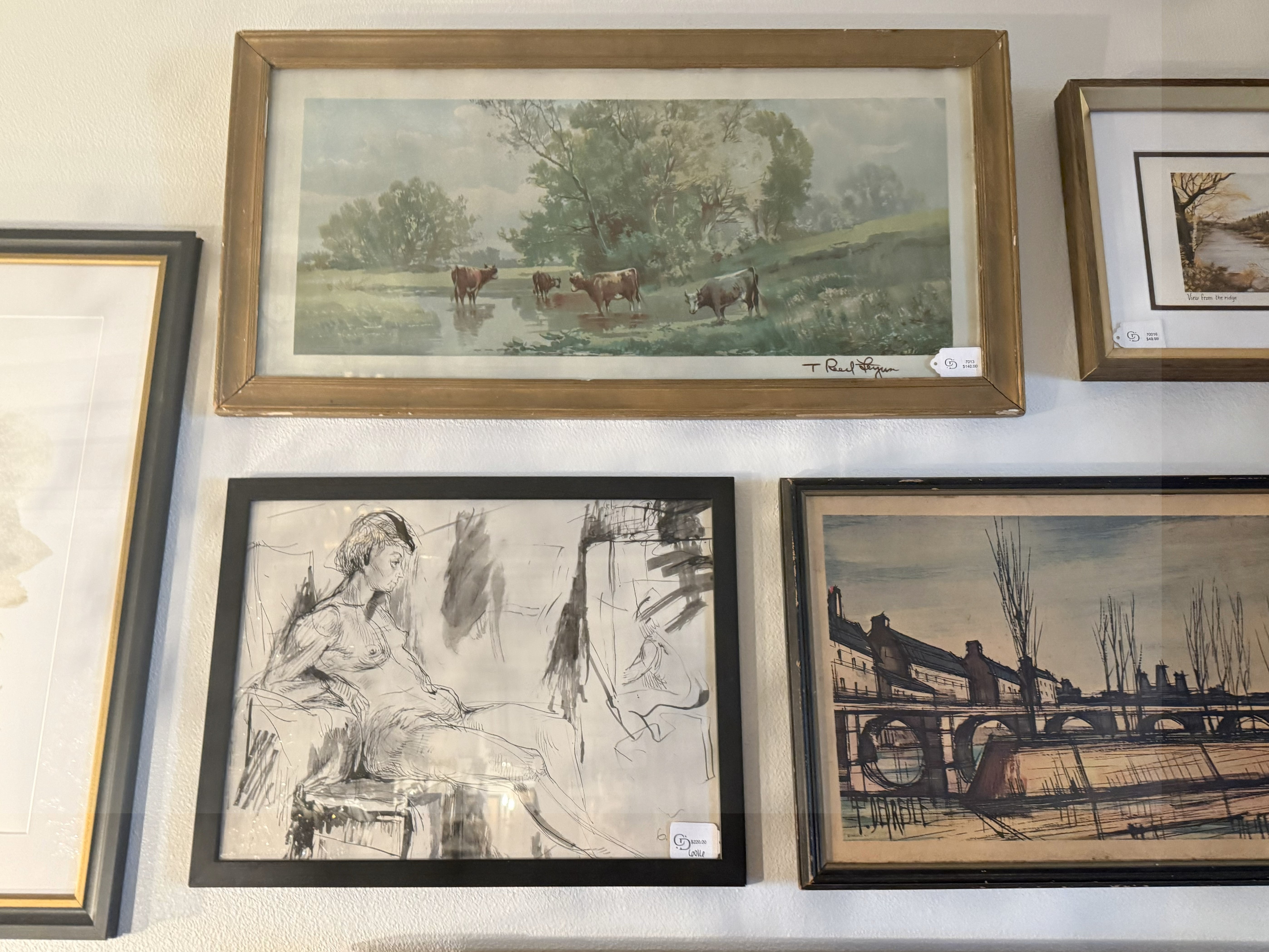 Vintage Framed Cow Print