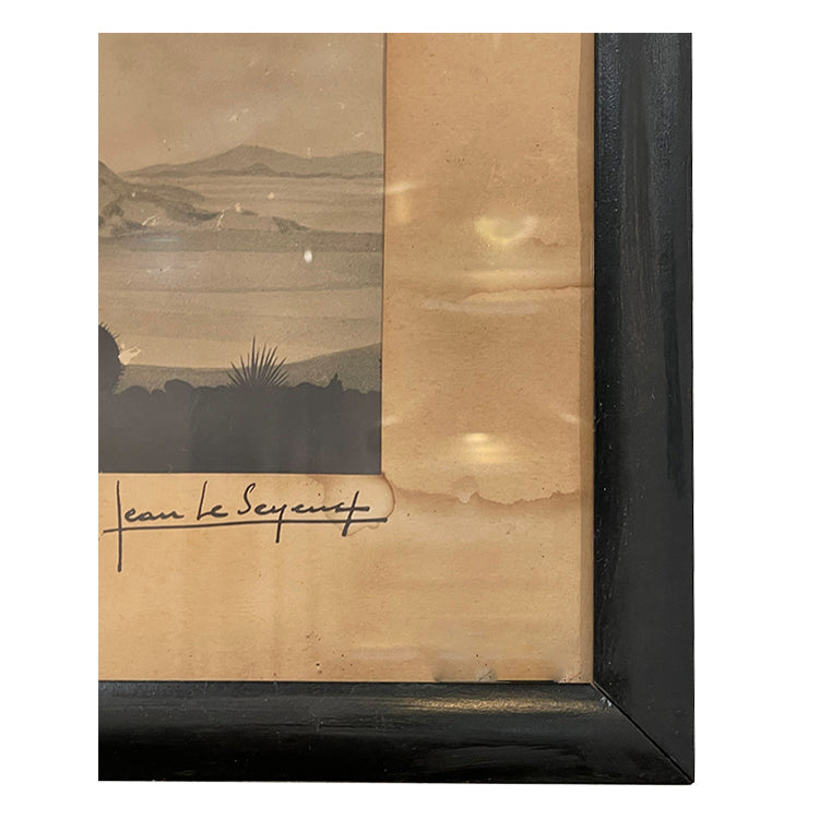 Vintage Grayscale Landscape Painting Framed