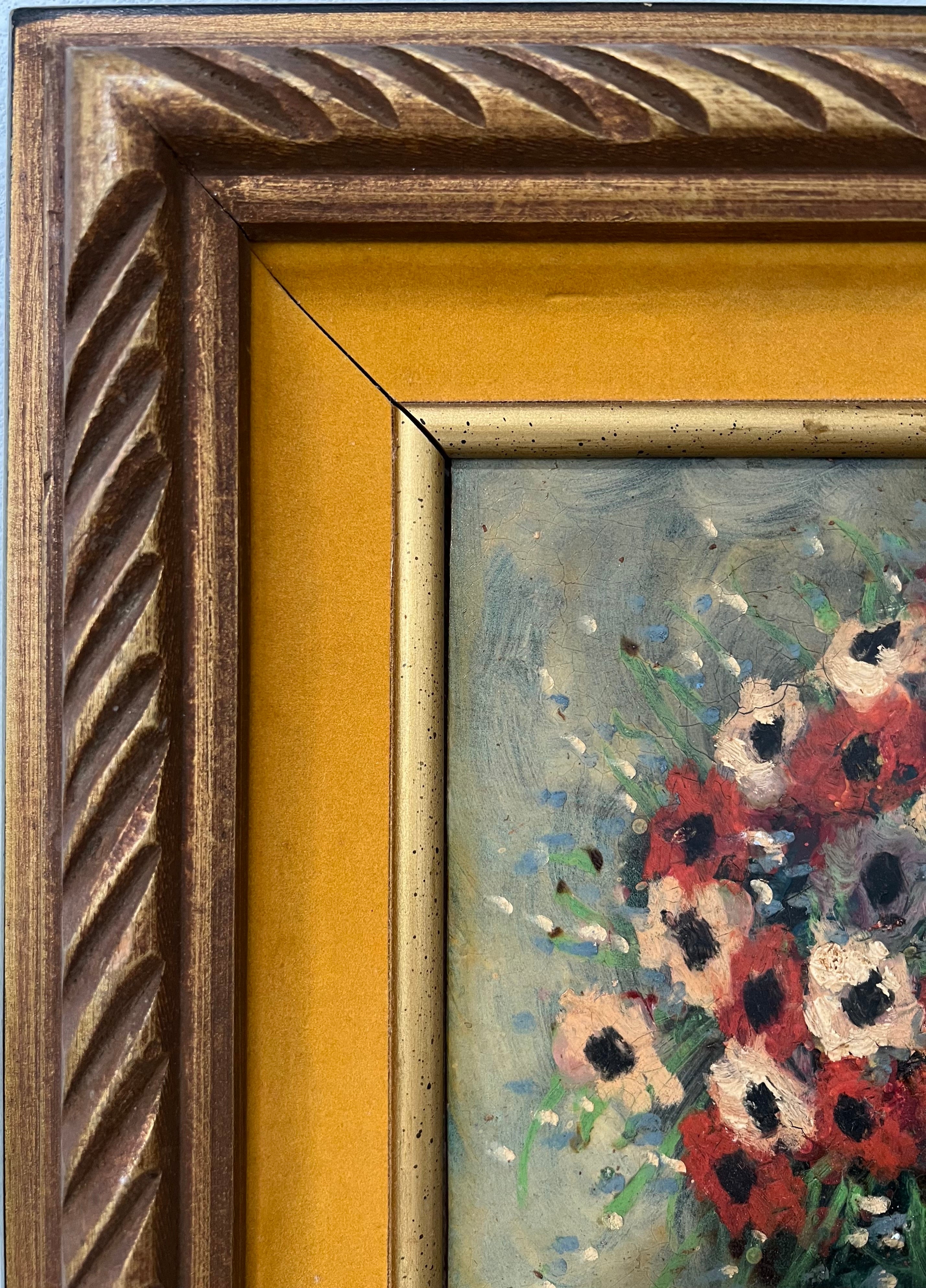 Vintage Flower Vase Painting Matted & Framed