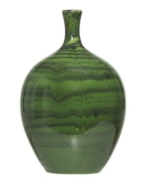 Stoneware Vase Green Malachite Glaze